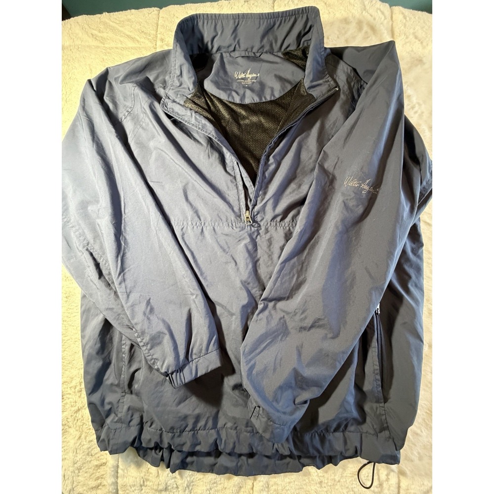 Walter Hagen Mens M Navy 1/4 Zip Pullover Golf Windbreaker Jacket Anorak